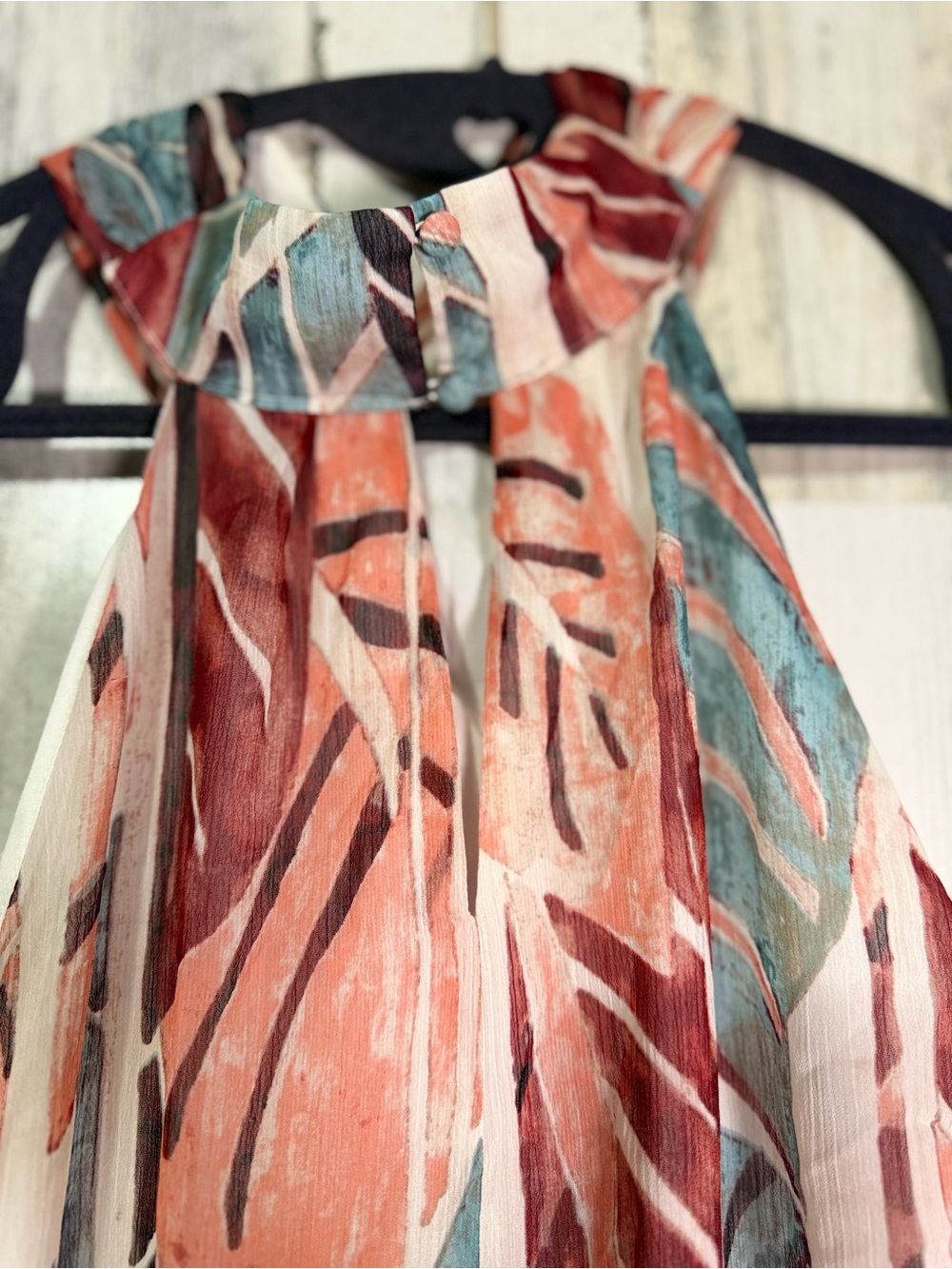 INC Tropical Palm Print Crisscross Halter Tiered Maxi Dress XL Extra Large - Picture 9 of 11